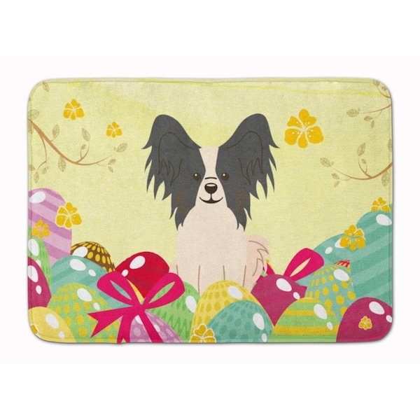 Carolines Treasures Easter Eggs Papillon Black & White Machine Washable Memory Foam Mat BB6076RUG - main